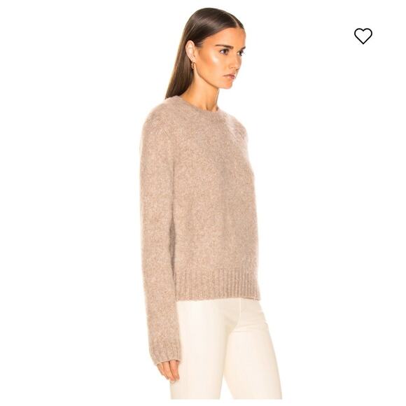 Helmut Lang Womens Camel Melange Wool Blend Brushed Crew Neck Sweater Large - Picture 2 of 8